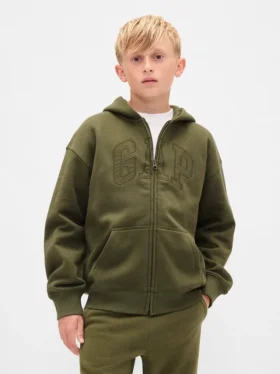 Kinder-Hoodie mit Reißverschluss und „Vintagesoft“-Logo
