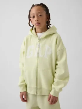 Kinder-Hoodie mit Reißverschluss und „Vintagesoft“-Logo