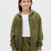 Kinder-Hoodie mit Reißverschluss und „Vintagesoft“-Logo