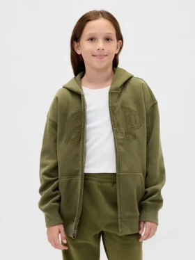 Kinder-Hoodie mit Reißverschluss und „Vintagesoft“-Logo