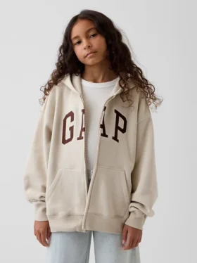 Kinder-Hoodie mit Reißverschluss und „Vintagesoft“-Logo