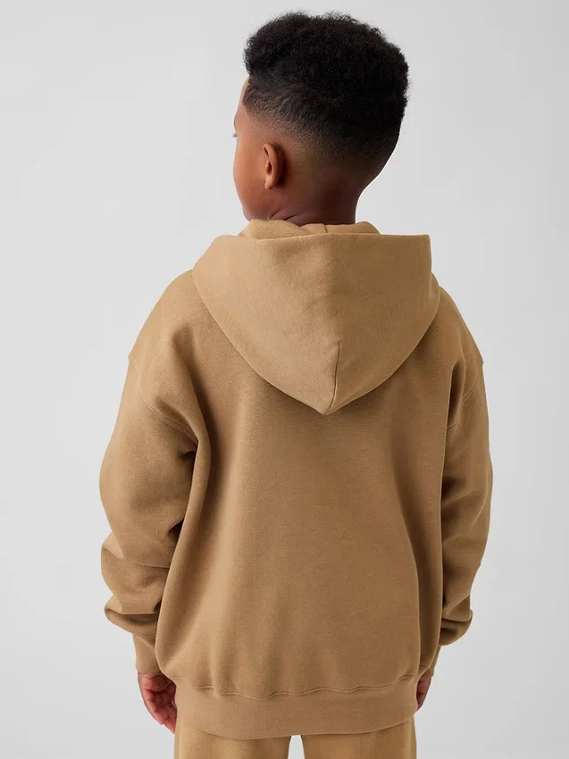 Kinder-Hoodie mit Reißverschluss und „Vintagesoft“-Logo