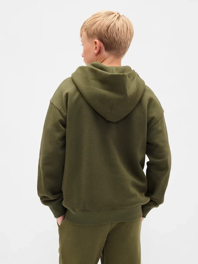 Kinder-Hoodie mit Reißverschluss und „Vintagesoft“-Logo