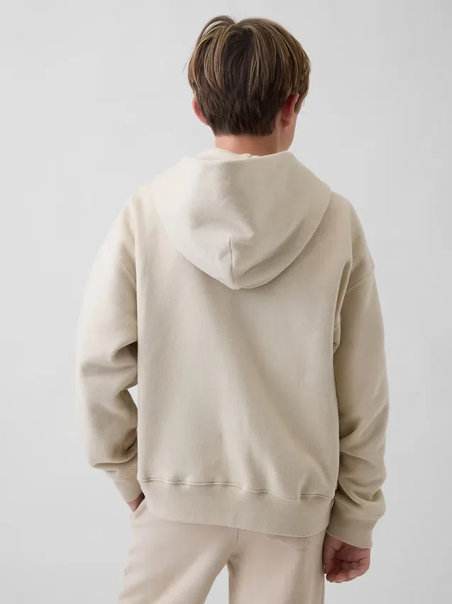 Kinder-Hoodie mit Reißverschluss und „Vintagesoft“-Logo