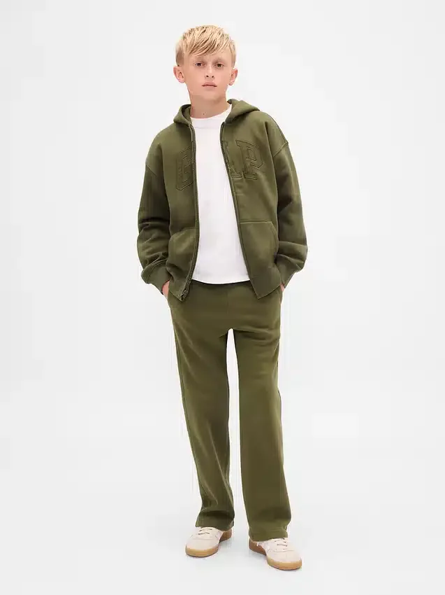 Kinder-Hoodie mit Reißverschluss und „Vintagesoft“-Logo