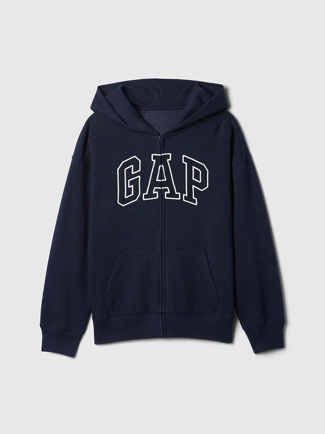 Kinder-Hoodie mit Reißverschluss und „Vintagesoft“-Logo