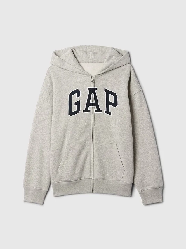 Kinder-Hoodie mit Reißverschluss und „Vintagesoft“-Logo