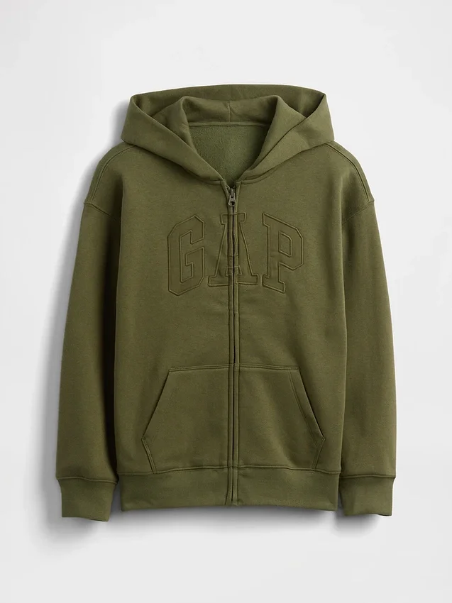Kinder-Hoodie mit Reißverschluss und „Vintagesoft“-Logo
