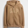 Kinder-Hoodie mit Reißverschluss und „Vintagesoft“-Logo