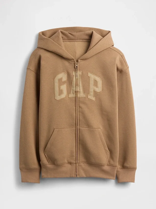 Kinder-Hoodie mit Reißverschluss und „Vintagesoft“-Logo