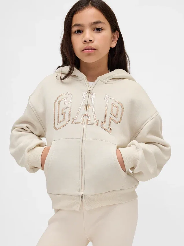 Kinder-Hoodie mit Sherpa-Futter und Grafik-Logo