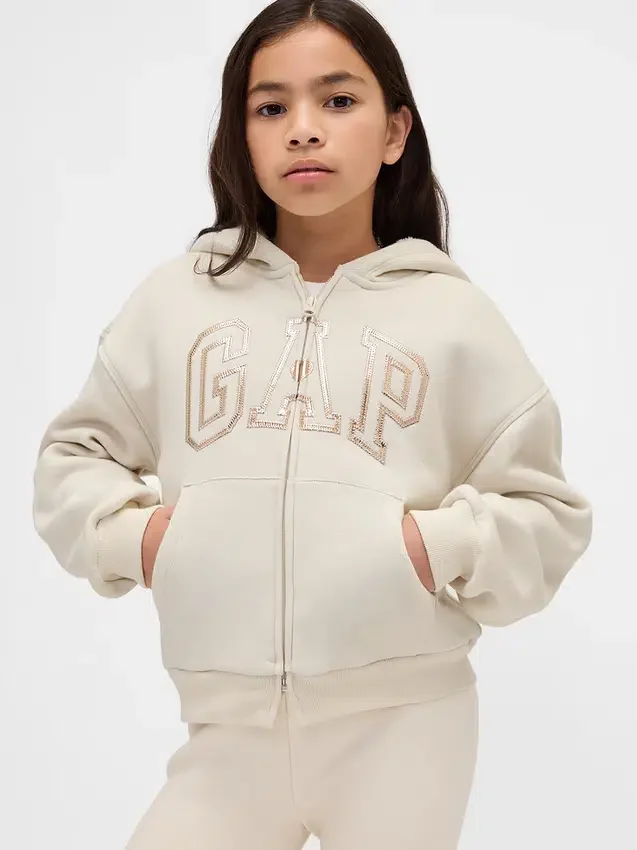 Kinder-Hoodie mit Sherpa-Futter und Grafik-Logo