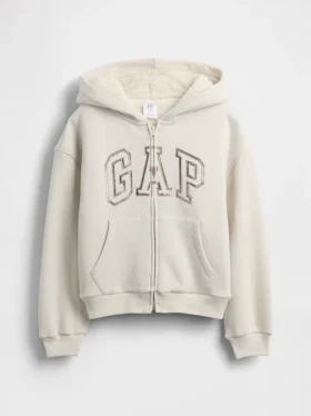 Kinder-Hoodie mit Sherpa-Futter und Grafik-Logo