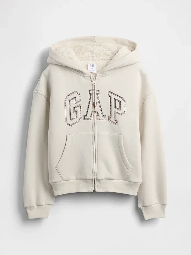 Kinder-Hoodie mit Sherpa-Futter und Grafik-Logo