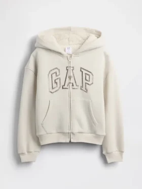 Kinder-Hoodie mit Sherpa-Futter und Grafik-Logo