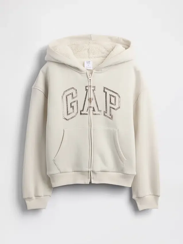 Kinder-Hoodie mit Sherpa-Futter und Grafik-Logo