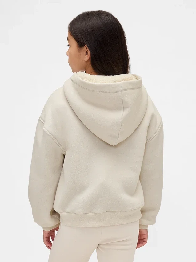 Kinder-Hoodie mit Sherpa-Futter und Grafik-Logo