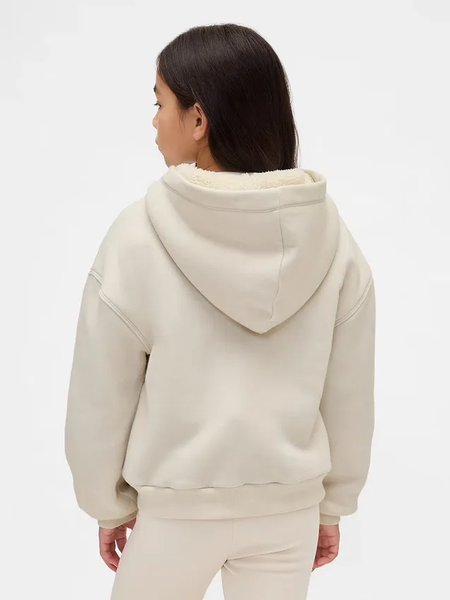 Kinder-Hoodie mit Sherpa-Futter und Grafik-Logo