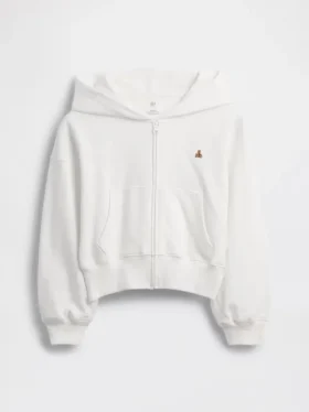 Kinder-Hoodie „Vintagesoft“ aus Frottee mit Keilkragen und durchgehendem Reißverschluss