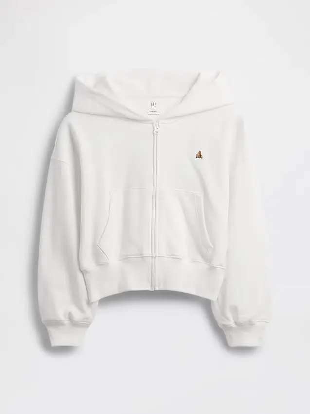 Kinder-Hoodie „Vintagesoft“ aus Frottee mit Keilkragen und durchgehendem Reißverschluss