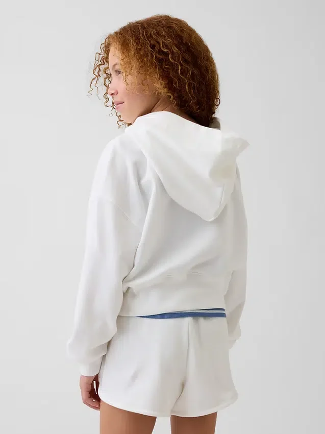 Kinder-Hoodie „Vintagesoft“ aus Frottee mit Keilkragen und durchgehendem Reißverschluss