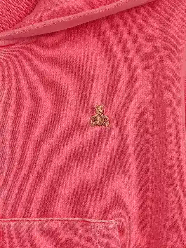 Kinder-Hoodie „Vintagesoft“ aus Frottee mit Keilkragen und durchgehendem Reißverschluss