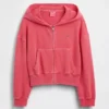 Kinder-Hoodie „Vintagesoft“ aus Frottee mit Keilkragen und durchgehendem Reißverschluss