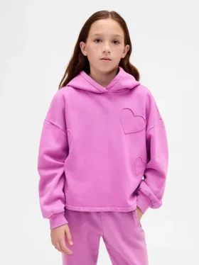 Kinder-Hoodie „Vintagesoft“ im lockeren Schnitt mit Aufnäher