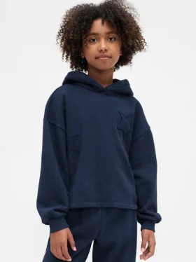 Kinder-Hoodie „Vintagesoft“ im lockeren Schnitt mit Aufnäher