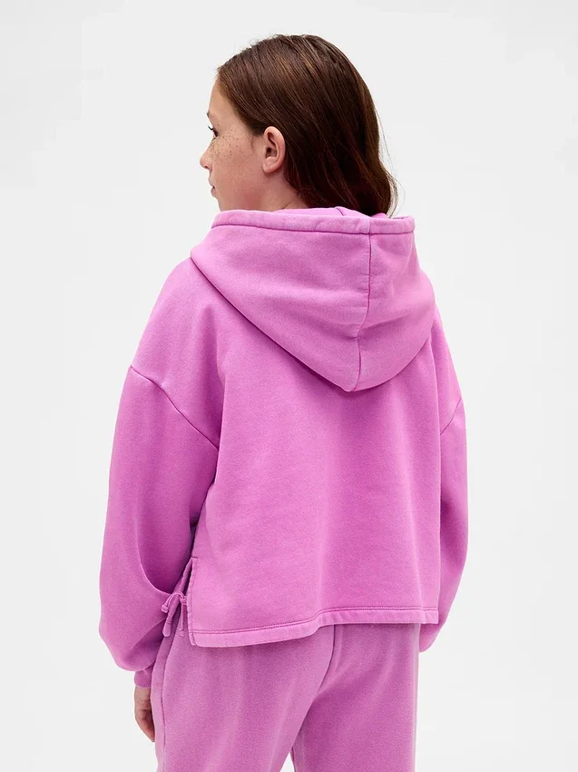Kinder-Hoodie „Vintagesoft“ im lockeren Schnitt mit Aufnäher