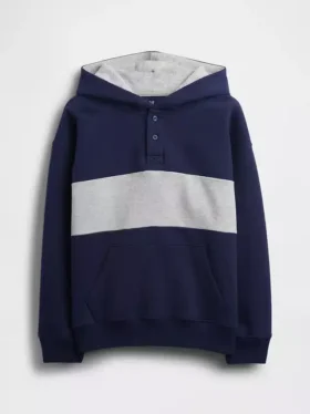 Kinder-Hoodie „Vintagesoft“ in lockerer Passform mit Henley-Kragen