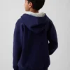 Kinder-Hoodie „Vintagesoft“ in lockerer Passform mit Henley-Kragen