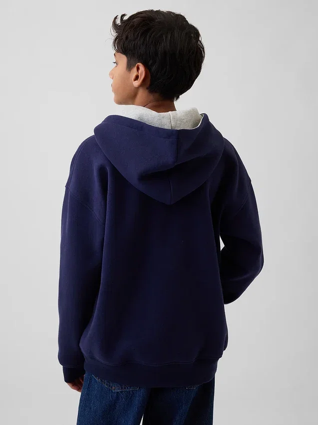 Kinder-Hoodie „Vintagesoft“ in lockerer Passform mit Henley-Kragen