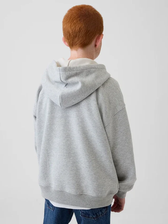 Kinder-Hoodie „Vintagesoft“ in lockerer Passform mit Henley-Kragen