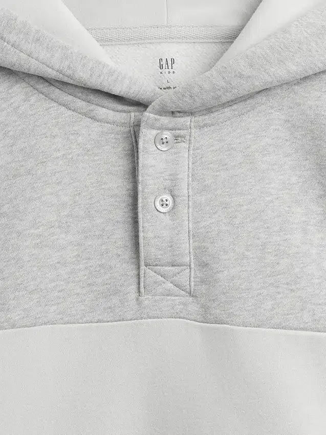 Kinder-Hoodie „Vintagesoft“ in lockerer Passform mit Henley-Kragen