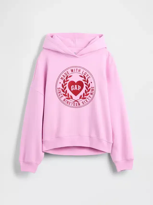 Kinder-Hoodie „Vintagesoft“ mit übergroßem Herz-Logo