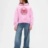 Kinder-Hoodie „Vintagesoft“ mit übergroßem Herz-Logo