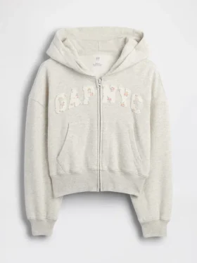 Kinder-Hoodie „Vintagesoft“ mit übergroßem Logo und Reißverschluss