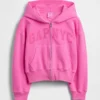 Kinder-Hoodie „Vintagesoft“ mit übergroßem Logo und Reißverschluss
