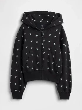 Kinder-Hoodie „Vintagesoft“ mit übergroßem Logo und Reißverschluss