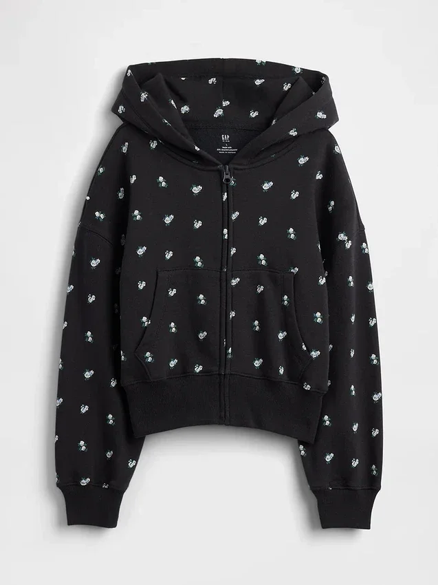 Kinder-Hoodie „Vintagesoft“ mit übergroßem Logo und Reißverschluss
