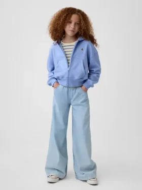 Kinder-Hoodie „Vintagesoft“ mit übergroßem Logo und Reißverschluss
