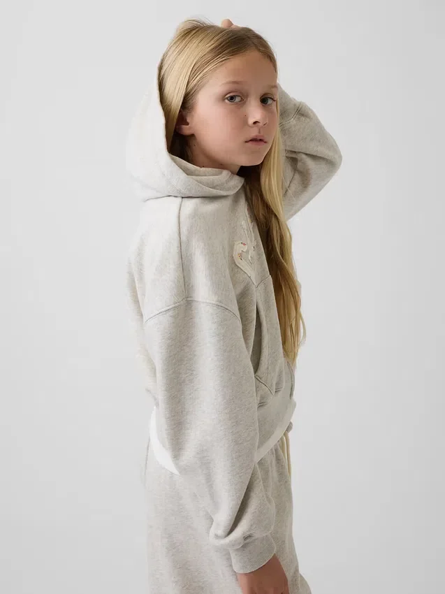Kinder-Hoodie „Vintagesoft“ mit übergroßem Logo und Reißverschluss