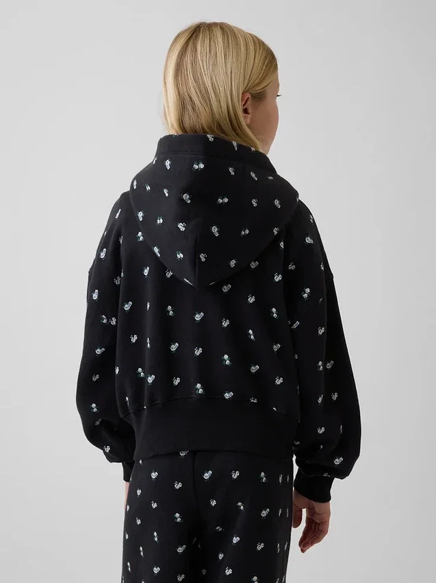Kinder-Hoodie „Vintagesoft“ mit übergroßem Logo und Reißverschluss