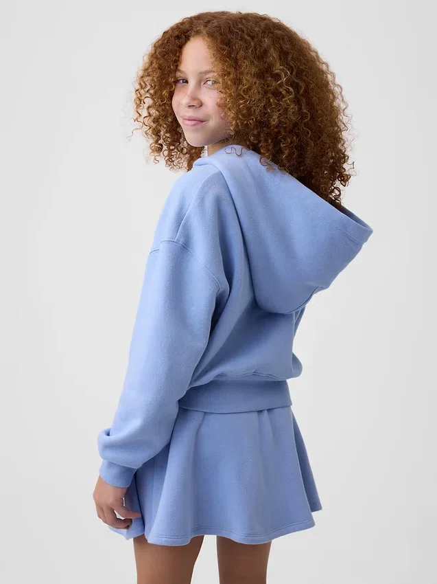 Kinder-Hoodie „Vintagesoft“ mit übergroßem Logo und Reißverschluss