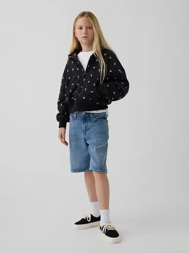 Kinder-Hoodie „Vintagesoft“ mit übergroßem Logo und Reißverschluss