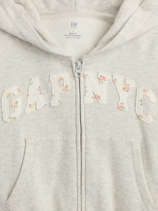 Kinder-Hoodie „Vintagesoft“ mit übergroßem Logo und Reißverschluss