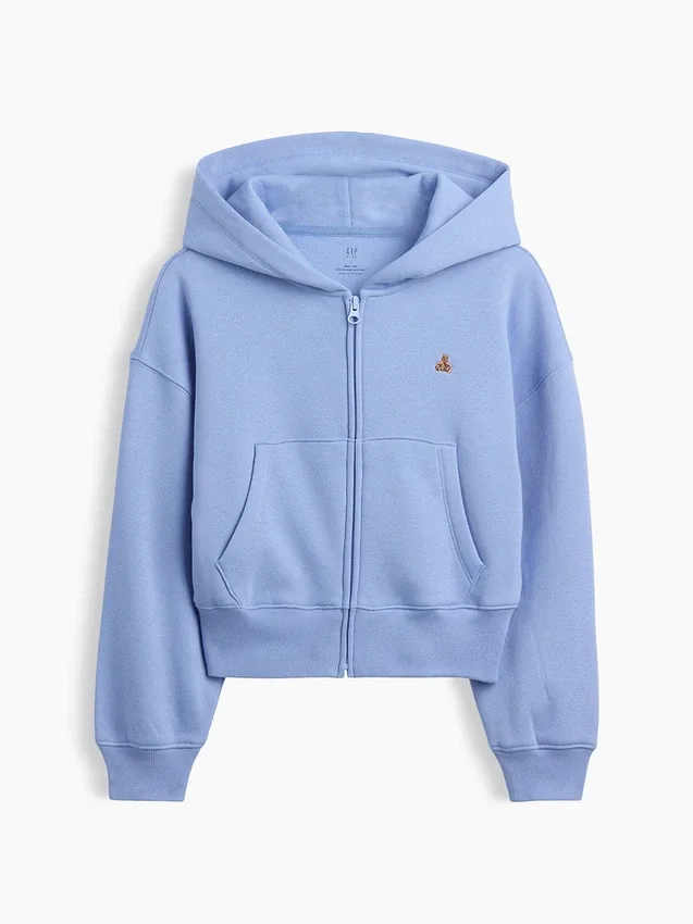 Kinder-Hoodie „Vintagesoft“ mit übergroßem Logo und Reißverschluss