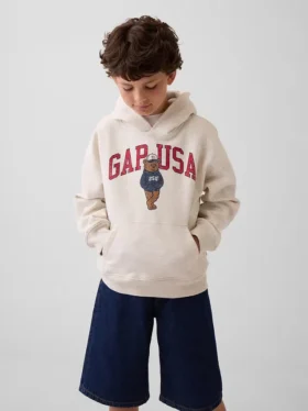 Kinder-Hoodie „Vintagesoft“ mit Brannan-Bär-Logo in lockerer Passform