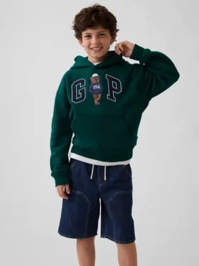 Kinder-Hoodie „Vintagesoft“ mit Brannan-Bär-Logo in lockerer Passform